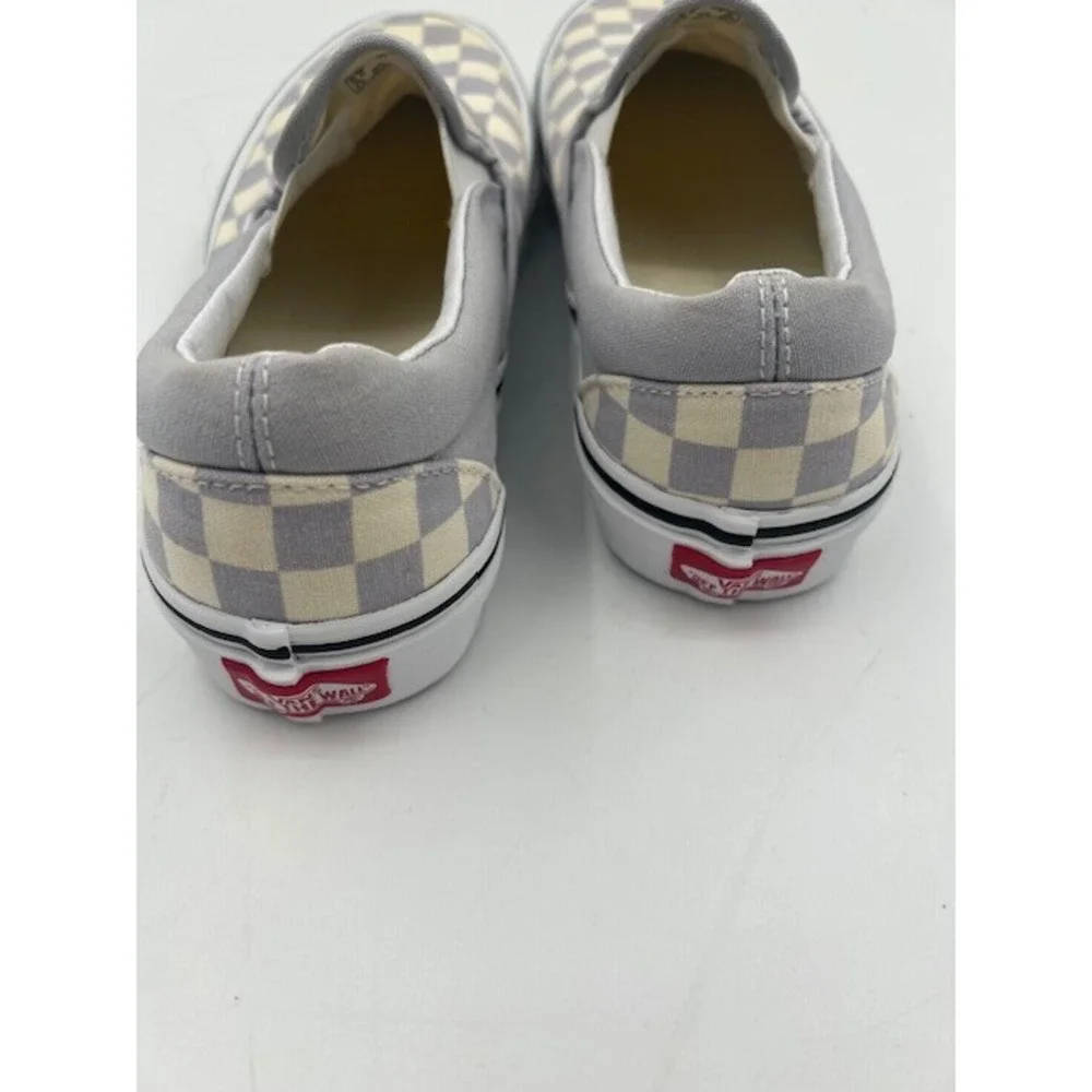 Vans Slip On Sneakers Kids 3.5 Grey Checkerboard Good Classic Canvas Skate Shoes